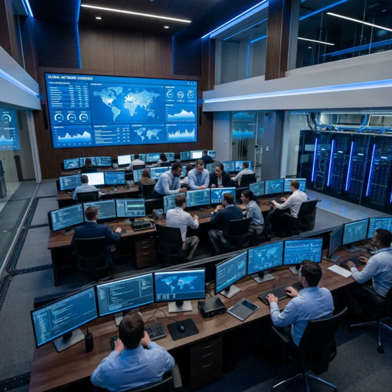 Dua tenaga ahli mengulas dashboard aplikasi desktop kustom